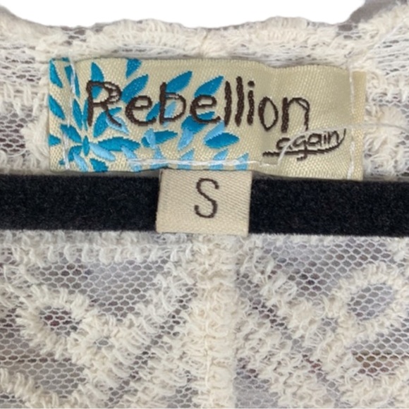 REBELLION Cream Long Netted Cover Up or Kimono SZ S - Picture 7 of 11